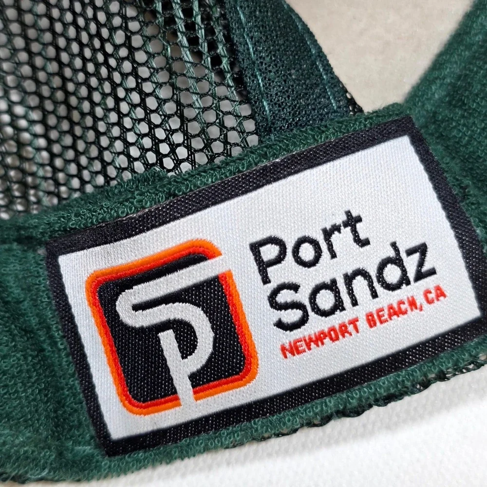 Port Sandz Trucker Hat Green G'day Patch Mesh Snapback Retro Beach Cap Surf